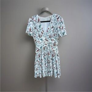 Maje Raison Pleated Crepe Dress Floral Size Large